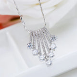CZ Tassel Flowers Pendant Necklace