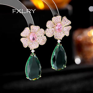 Zircon Drop Earrings for Women Wedding Bridal Jewelry