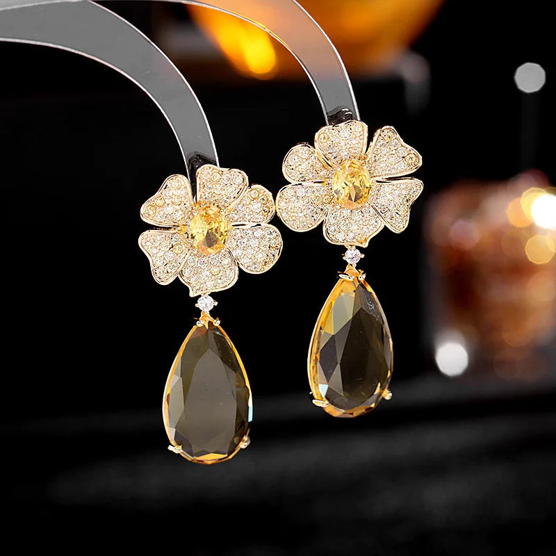 Zircon Drop Earrings for Women Wedding Bridal Jewelry