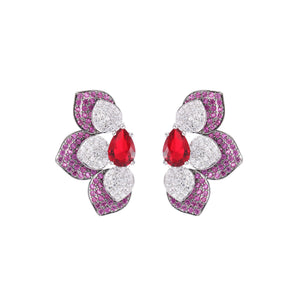 Butterfly Flower Stud Earrings CZ Jewelry