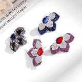 Butterfly Flower Stud Earrings CZ Jewelry