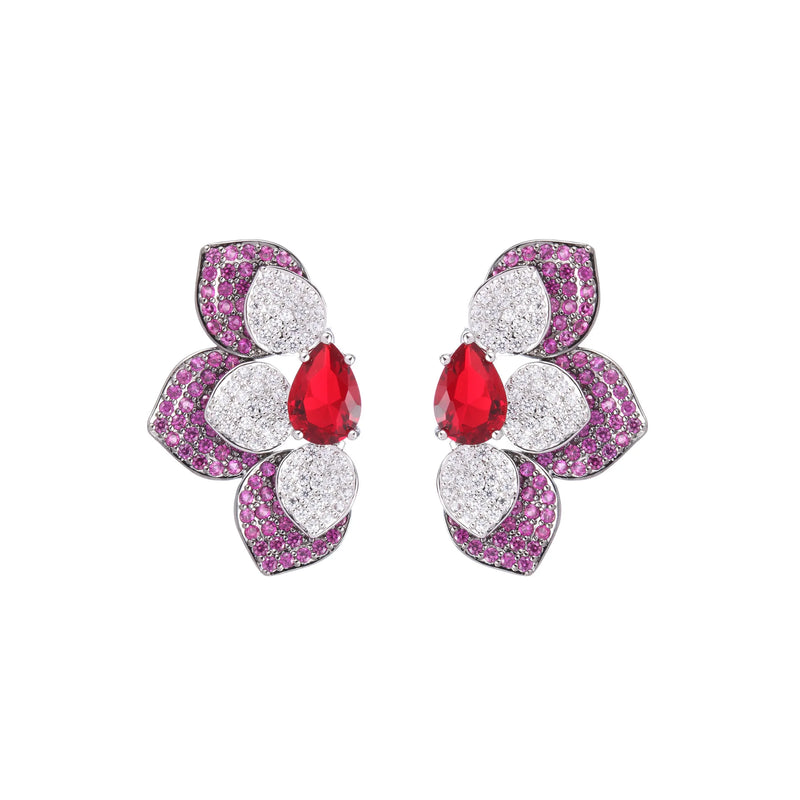 Butterfly Flower Stud Earrings CZ Jewelry