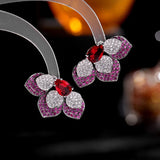 Butterfly Flower Stud Earrings CZ Jewelry