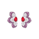 Butterfly Flower Stud Earrings CZ Jewelry
