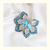 Butterfly Flower Stud Earrings CZ Jewelry