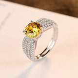 Women's Silver Micro Inlay Zircon Geometric Ring