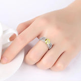 Women's Silver Micro Inlay Zircon Geometric Ring