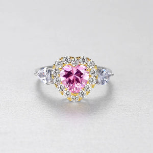 Pink Zircon Heart Shaped Engagement Ring