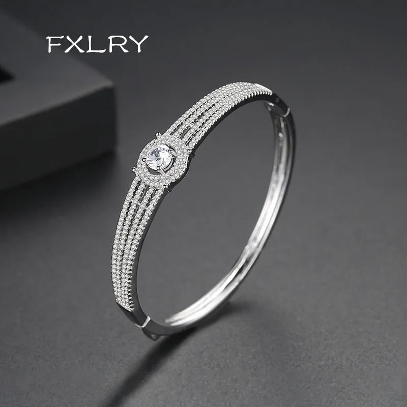 White/Gold Zircon Oval Bracelet for Women