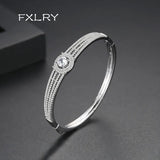 White/Gold Zircon Oval Bracelet for Women