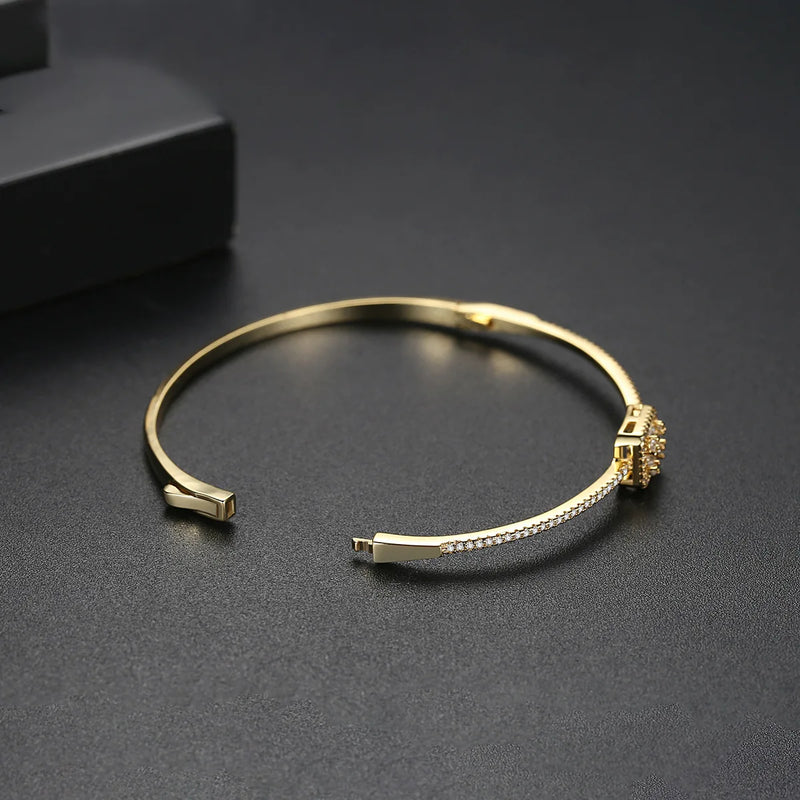 CZ &Gold Geometric Bracelet for Women
