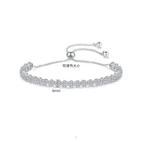 Colcor CZ Geometric Flowers Bracelet for Women Adjustable Bangles