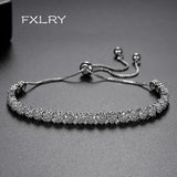 Colcor CZ Geometric Flowers Bracelet for Women Adjustable Bangles