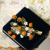 Flowers Small Persimmon Clip Headgear Hair Clip