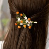 Flowers Small Persimmon Clip Headgear Hair Clip