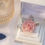 Silk Pink Flower Pearl Hair Clip