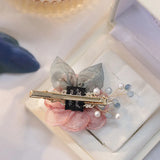 Silk Pink Flower Pearl Hair Clip