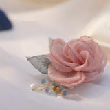 Silk Pink Flower Pearl Hair Clip