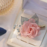 Silk Pink Flower Pearl Hair Clip