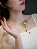 Bamboo Leaf Tassel Choker Necklace For Women