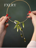 Bamboo Leaf Tassel Choker Necklace For Women