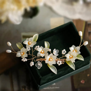 Freshwater Pearl Vintage Purple Flower Rattan Hairpin Side Clip