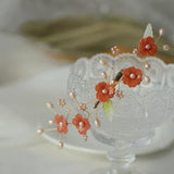 Freshwater Pearl Vintage Purple Flower Rattan Hairpin Side Clip