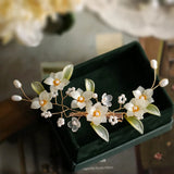 Freshwater Pearl Vintage Purple Flower Rattan Hairpin Side Clip