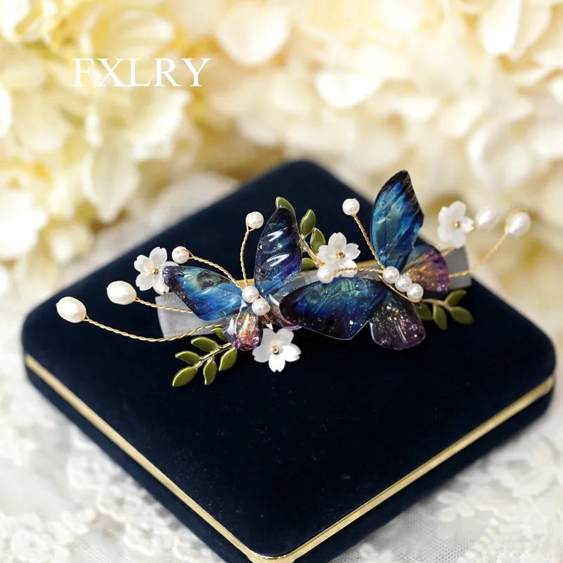 Vintage Butterfly Pearl Hair Clip