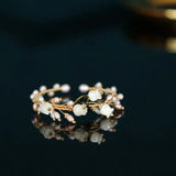 Vintage Lily Of The Valley Flower Bracelet with Natural Pearl