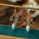 Natural Pearl Vintage Preserved Dried Flower Earrings