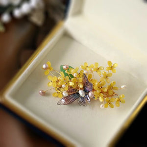 Vintage Yellow Flower Butterfly Side Clip Hairpin Hair Accessories