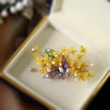 Vintage Yellow Flower Butterfly Side Clip Hairpin Hair Accessories