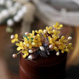 Vintage Yellow Flower Butterfly Side Clip Hairpin Hair Accessories