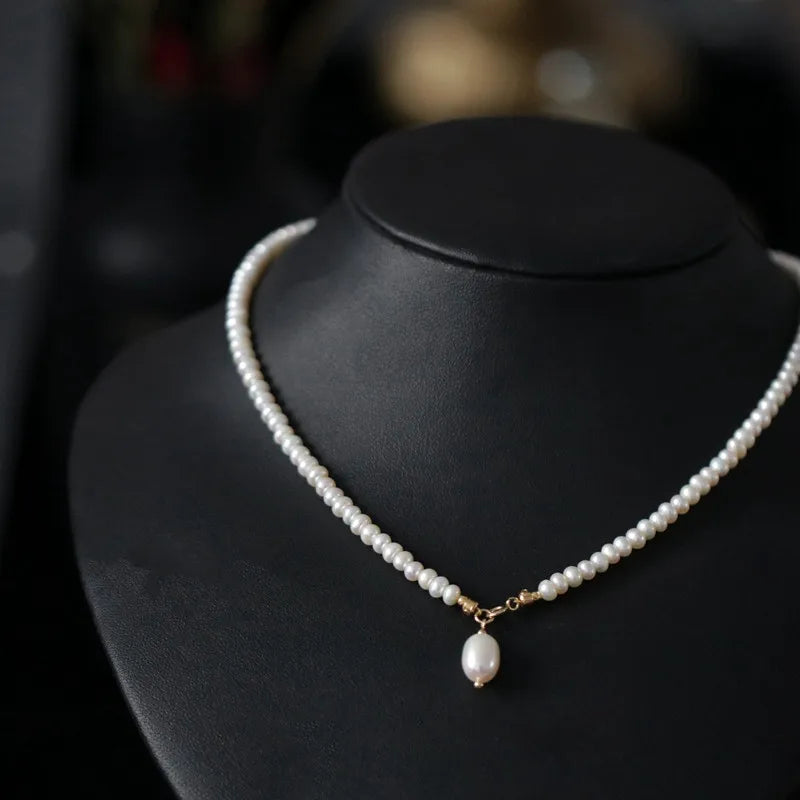 Natural Rice Pearl Lady Chokers Necklace Women Jewelry