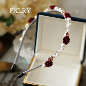 Pearl Mori Camellia Flowers Hair Band Press Hair Clip Headband