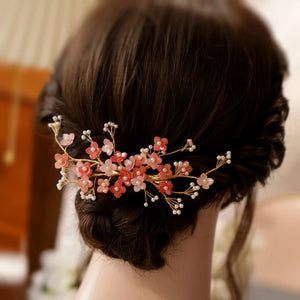 Vintage Shell Pearl Pink Flower Hairpin