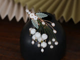 Vintage Glass Lily Pearl Headdress Side Hairpin Female Accessories