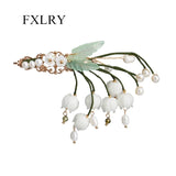 Vintage Glass Lily Pearl Headdress Side Hairpin Female Accessories