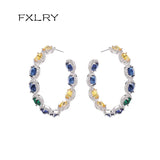 Zircon Inlaid C-shaped Large Ear Ring Earrings For Women Party
