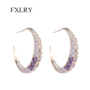 Purple Big Circle Earrings For Women Party Jewelry