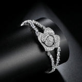 Romantic CZ Geometric Flowers Shape Bracelet for Women