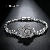 Romantic CZ Geometric Flowers Shape Bracelet for Women