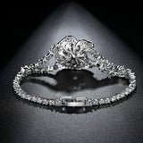 Romantic CZ Geometric Flowers Shape Bracelet for Women