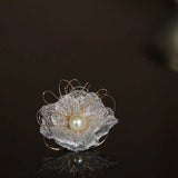 Pearl Net Flower Brooch Summer Dress Corsage Pin