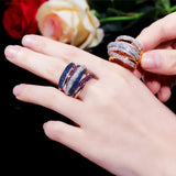 Multicolor CZ Engagement Unisex Rings Bridal Finger Ring