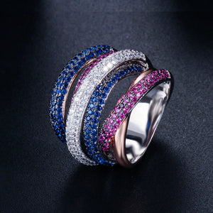 Multicolor CZ Engagement Unisex Rings Bridal Finger Ring