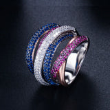 Multicolor CZ Engagement Unisex Rings Bridal Finger Ring