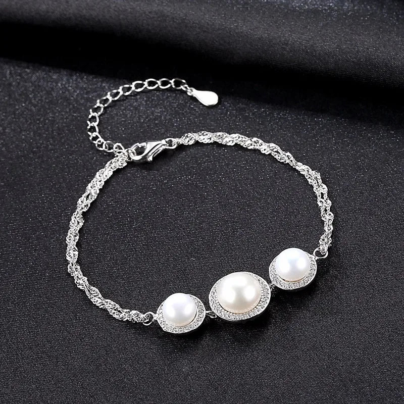 Zircon Charms Pearl Bracelet for Women