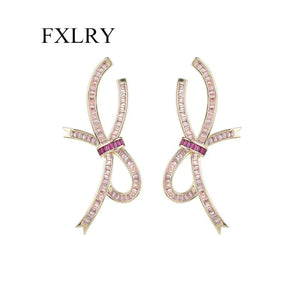 Zircon Bow Stud Earrings For Women Wedding Jewelry